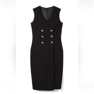 SLEEVELESS BLAZER DRESS IN BLACK